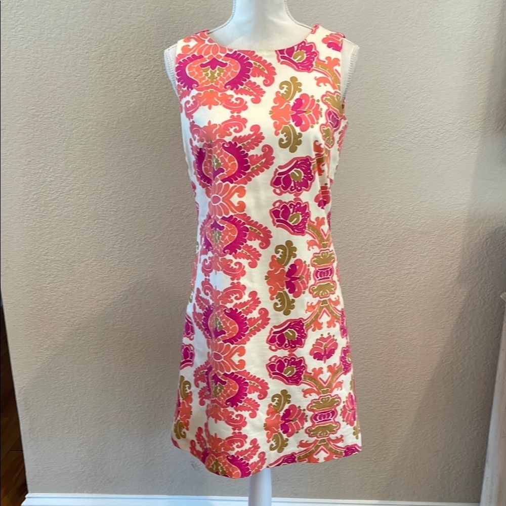 Sleeveless Dress by WILL SMITH Ivory, Pink and Orange